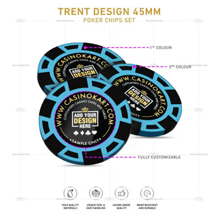 Customisable Poker Chips - Trent, Clay, 45mm, 18g - Saudi Aces