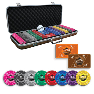 EPT Poker Chipset - 300/500 Pcs, 10/20 Plaques, Ceramic, 40mm, 10g - Saudi Aces