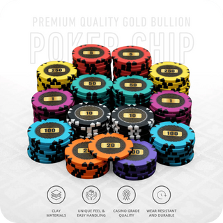 Gold Bullion Poker Chipset - GR, 300/500 Pcs, Clay, 40mm, 14g - Saudi Aces