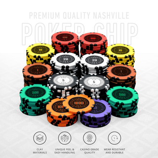 Nashville Series Poker Chipset - GR, 300/500 Pcs, Clay, 40mm, 14g - Saudi Aces