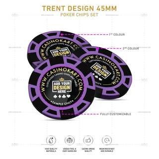 Customisable Poker Chips - Trent, Clay, 45mm, 18g - Saudi Aces