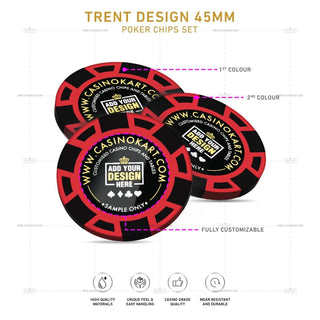 Customisable Poker Chips - Trent, Clay, 45mm, 18g - Saudi Aces
