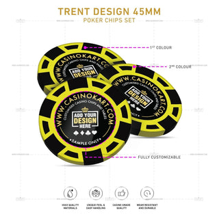 Customisable Poker Chips - Trent, Clay, 45mm, 18g - Saudi Aces