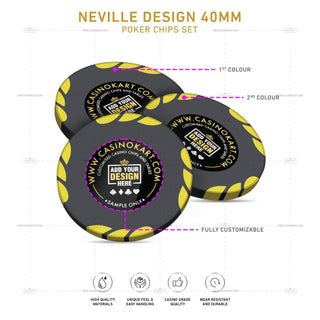 Customisable Poker Chips - Neville, Clay, 40mm, 14g - Saudi Aces