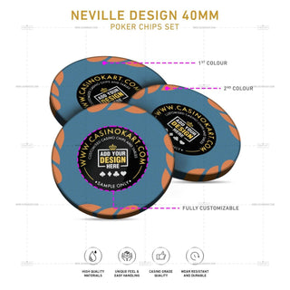 Customisable Poker Chips - Neville, Clay, 40mm, 14g - Saudi Aces