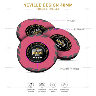 Customisable Poker Chips - Neville, Clay, 40mm, 14g - Saudi Aces