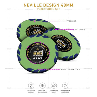 Customisable Poker Chips - Neville, Clay, 40mm, 14g - Saudi Aces