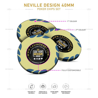 Customisable Poker Chips - Neville, Clay, 40mm, 14g - Saudi Aces