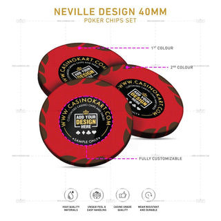 Customisable Poker Chips - Neville, Clay, 40mm, 14g - Saudi Aces