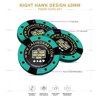 Customisable Poker Chips - Night Hawk, Clay, 40mm, 14g - Saudi Aces