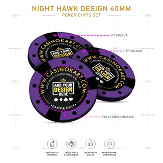Customisable Poker Chips - Night Hawk, Clay, 40mm, 14g - Saudi Aces