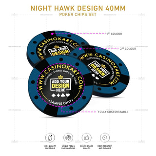 Customisable Poker Chips - Night Hawk, Clay, 40mm, 14g - Saudi Aces