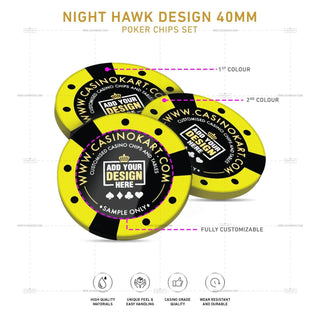 Customisable Poker Chips - Night Hawk, Clay, 40mm, 14g - Saudi Aces