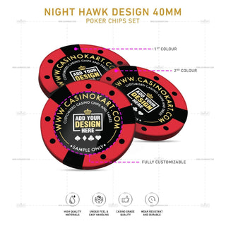 Customisable Poker Chips - Night Hawk, Clay, 40mm, 14g - Saudi Aces