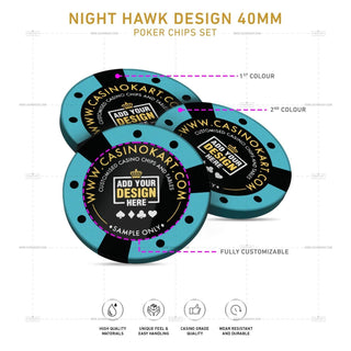 Customisable Poker Chips - Night Hawk, Clay, 40mm, 14g - Saudi Aces