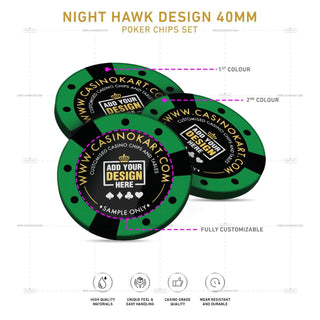 Customisable Poker Chips - Night Hawk, Clay, 40mm, 14g - Saudi Aces