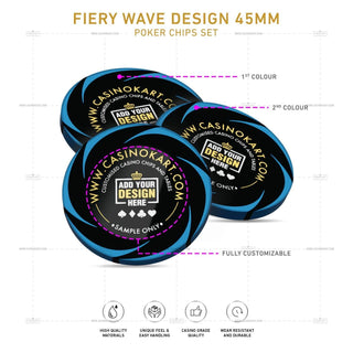 Customisable Poker Chips- Fiery Wave, Clay, 45mm, 18g - Saudi Aces