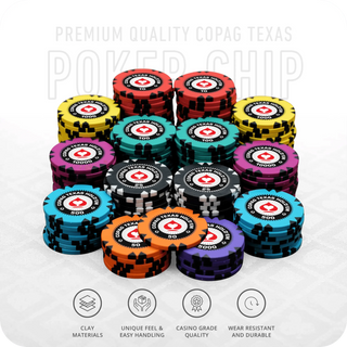 Copag Texas Poker Chipset - GR, 300/500 Pcs, Clay, 40mm, 14g - Saudi Aces