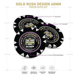 Customisable Poker Chips - Gold Rush, Clay, 40mm, 14g - Saudi Aces