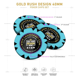 Customisable Poker Chips - Gold Rush, Clay, 40mm, 14g - Saudi Aces
