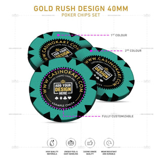 Customisable Poker Chips - Gold Rush, Clay, 40mm, 14g - Saudi Aces