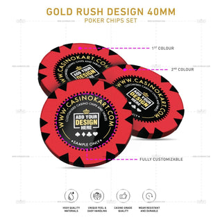 Customisable Poker Chips - Gold Rush, Clay, 40mm, 14g - Saudi Aces