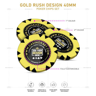 Customisable Poker Chips - Gold Rush, Clay, 40mm, 14g - Saudi Aces