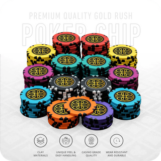 Gold Rush Poker Chipset Without Denomination - GR, 300/500 Pcs, Clay, 40mm, 14g - Saudi Aces