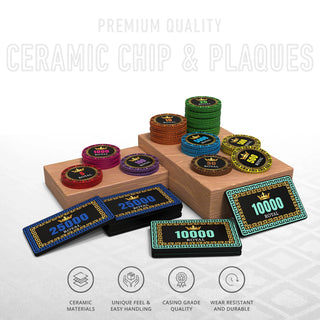 Golden Jade Poker Chipset - 300/500 Pcs, 10/20 Plaques, Ceramic, 40mm, 10g - Saudi Aces