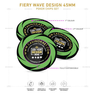 Customisable Poker Chips- Fiery Wave, Clay, 45mm, 18g - Saudi Aces