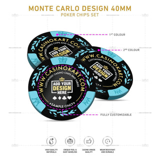 Customisable Poker Chips - Monte Carlo, Clay, 40mm, 14g - Saudi Aces