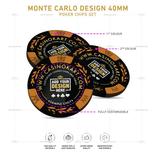 Customisable Poker Chips - Monte Carlo, Clay, 40mm, 14g - Saudi Aces