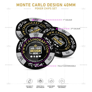 Customisable Poker Chips - Monte Carlo, Clay, 40mm, 14g - Saudi Aces