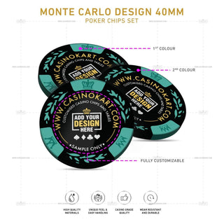 Customisable Poker Chips - Monte Carlo, Clay, 40mm, 14g - Saudi Aces