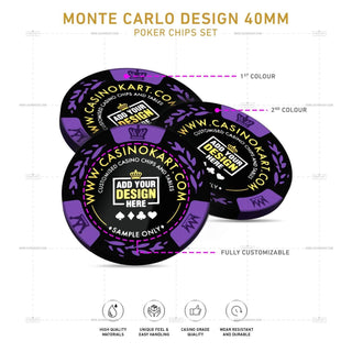 Customisable Poker Chips - Monte Carlo, Clay, 40mm, 14g - Saudi Aces