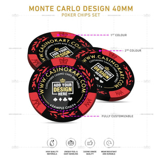 Customisable Poker Chips - Monte Carlo, Clay, 40mm, 14g - Saudi Aces