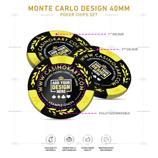 Customisable Poker Chips - Monte Carlo, Clay, 40mm, 14g - Saudi Aces