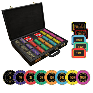 Nova Gilten Poker Chipset - GRG, 500/800/1000 Pcs, 30/50/80 Plaques, Clay, 40mm, 14g - Saudi Aces