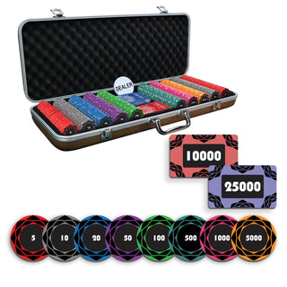 Petaluxe Poker Chipset - 300/500 Pcs, 10/20 Plaques, Ceramic, 40mm, 10g - Saudi Aces