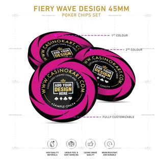 Customisable Poker Chips- Fiery Wave, Clay, 45mm, 18g - Saudi Aces