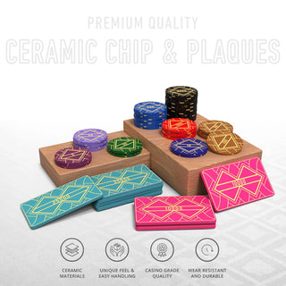 Quadragon Poker Chipset - 300/500 Pcs, 10/20 Plaques, Ceramic, 40mm, 10g - Saudi Aces