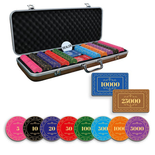 Rosette Poker Chipset - 300/500 Pcs, 10/20 Plaques, Ceramic, 40mm, 10g - Saudi Aces