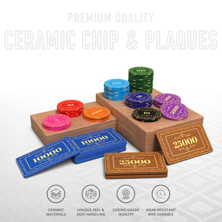 Rosette Poker Chipset - 300/500 Pcs, 10/20 Plaques, Ceramic, 40mm, 10g - Saudi Aces