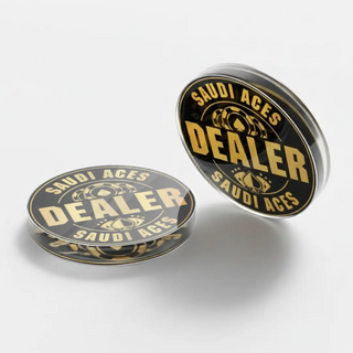 Saudi Aces Dealer Button - Black, Set of 2