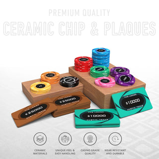 The Lodge Poker Chipset - 300/500 Pcs, 10/20 Plaques, Ceramic, 40mm, 10g - Saudi Aces