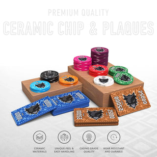 Vixen Poker Chipset - 300/500 Pcs, 10/20 Plaques, Ceramic, 40mm, 10g - Saudi Aces